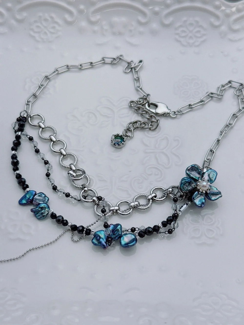 26X515 Handmade Freshwater Baroque Pearl Flower Dainty Necklace 16+2”
